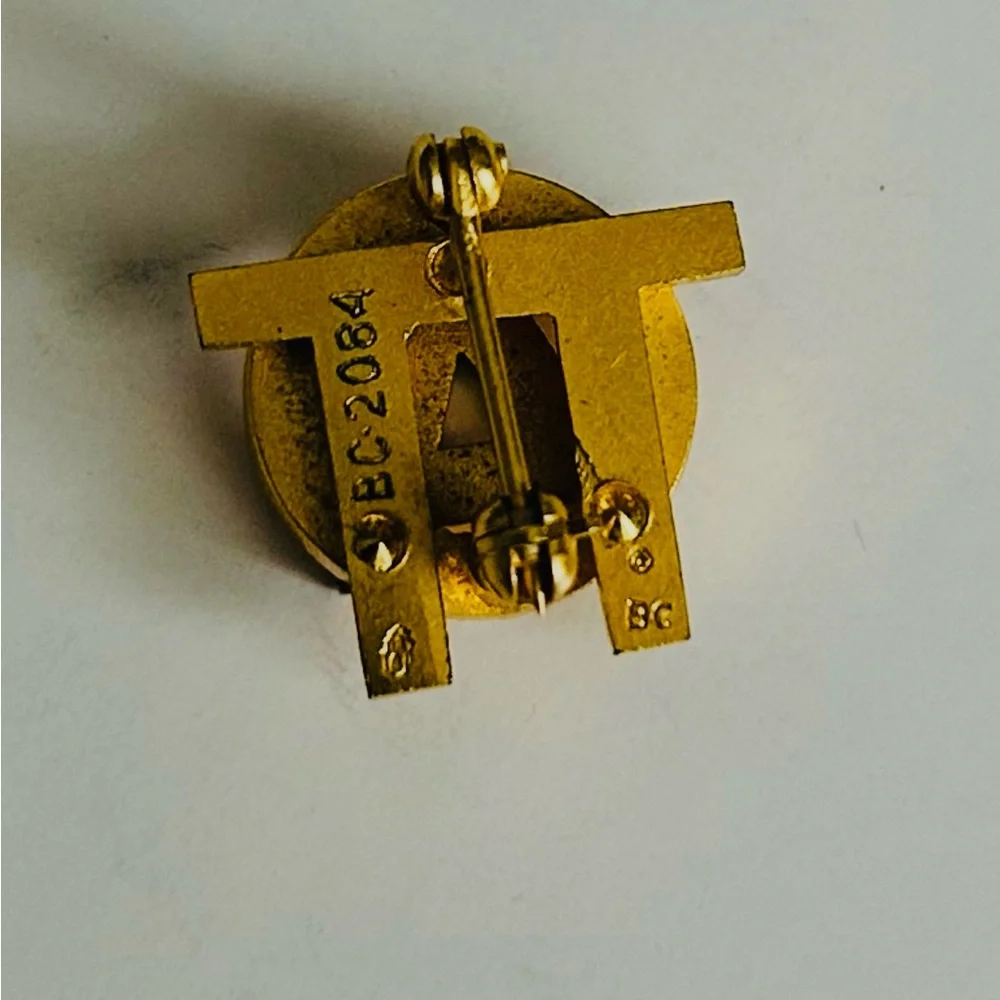 Alpha Omicron Pi Gold Tone Brooch with Red Ruby Vintage 1980’s - Picture 8 of 10